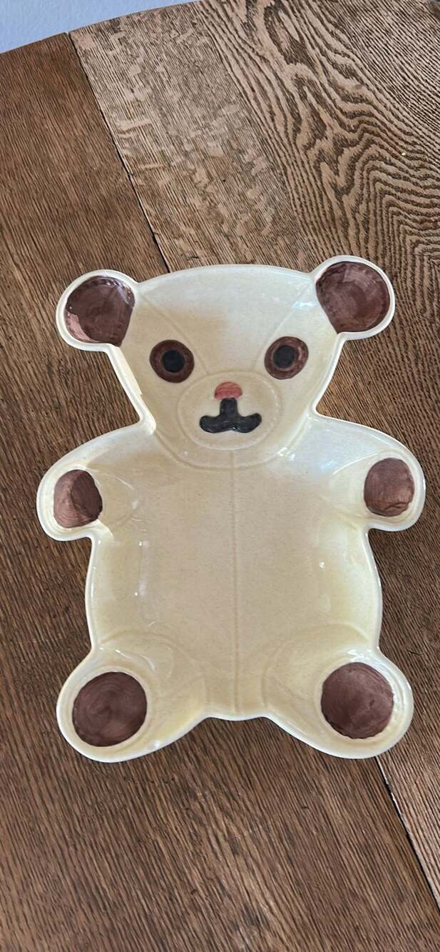 Vintage N.S. Gustin Teddy Bear Ceramic Serving Tray